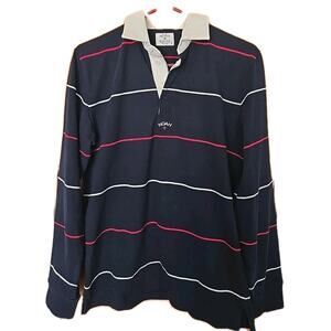 NOAH Practice Cloth Men’s 1/4 Zip Blue/White Long Sleeve Rugby Pullover Sz S